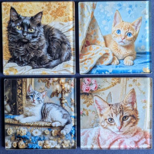 Rococo Rescue: Glass Coasters - Set of Four